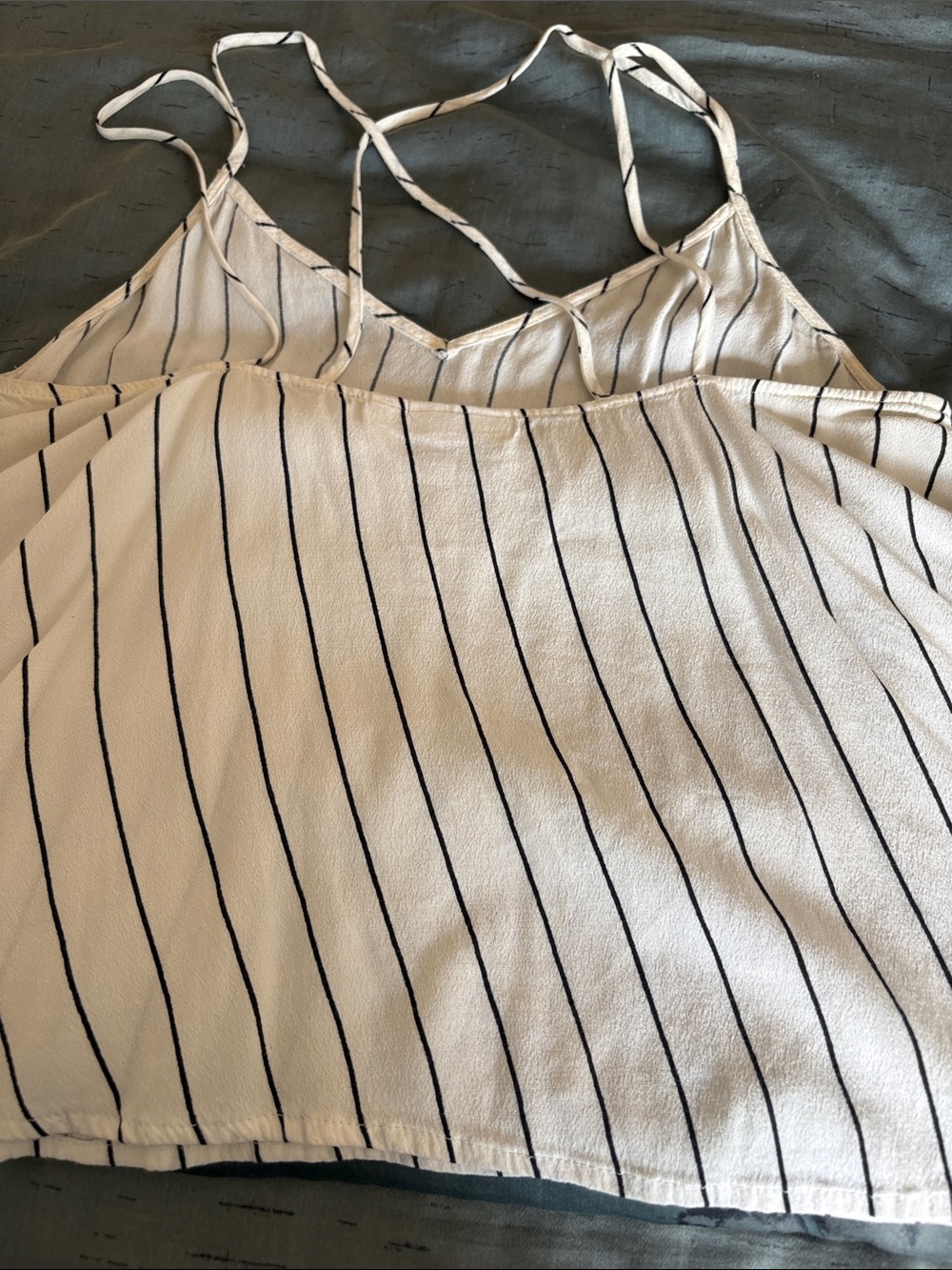 bp White Striped Tank Top with Black Pinstripes